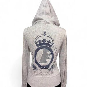 Juicy Couture Grey Rhinestone Zip Up Hoodie
